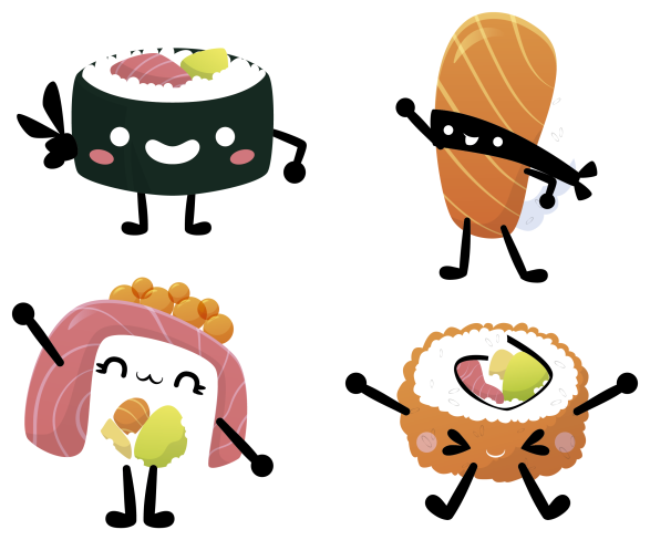 Kawaii sushi kitchen vinyl mat - TenStickers