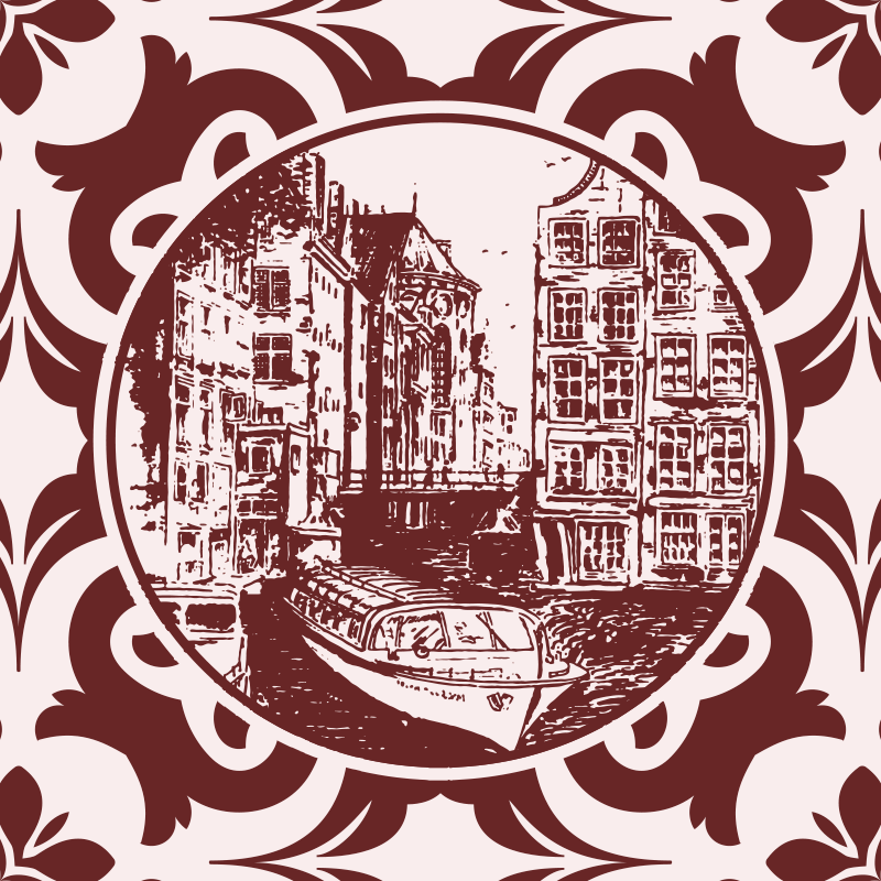 Kitchen vinyl mat with canal houses and boat design - TenStickers