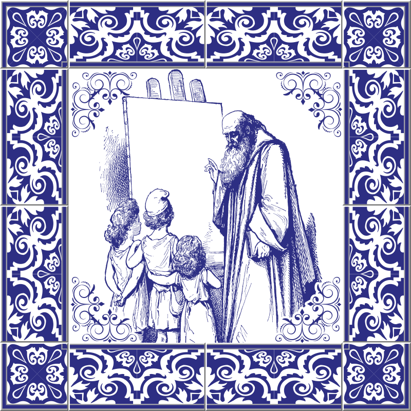 Kitchen vinyl mat blue delft design - TenStickers