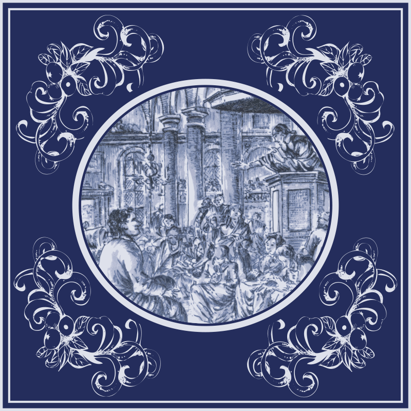 Kitchen vinyl mat with blue delft crowd design - TenStickers