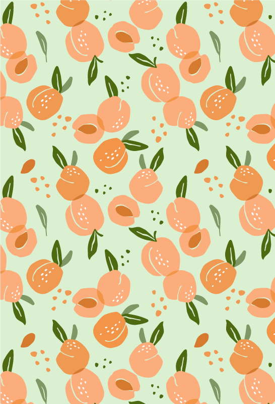 Kitchen vinyl mat with peaches on green background - TenStickers