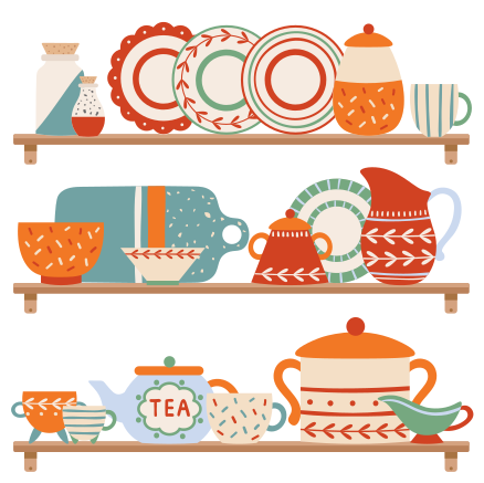 Kitchen vinyl mat for kitchen tableware on shelf - TenStickers