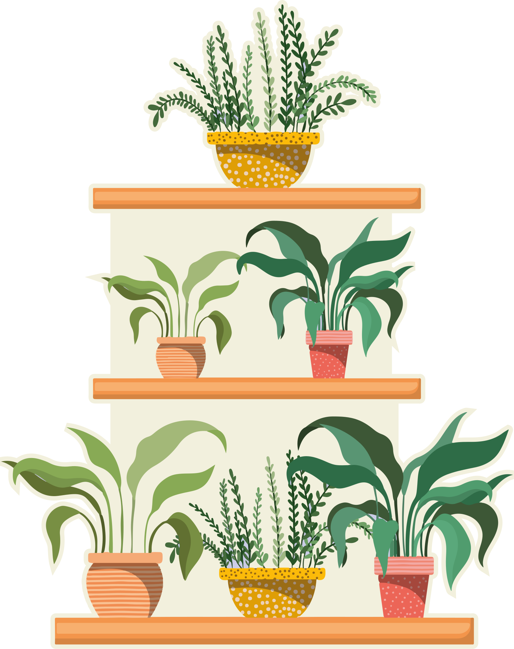 Kitchen vinyl mat watercolor plant shelf set - TenStickers