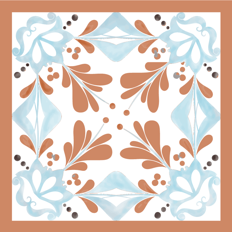 Kitchen vinyl mat floral mediterranean tiles - TenStickers
