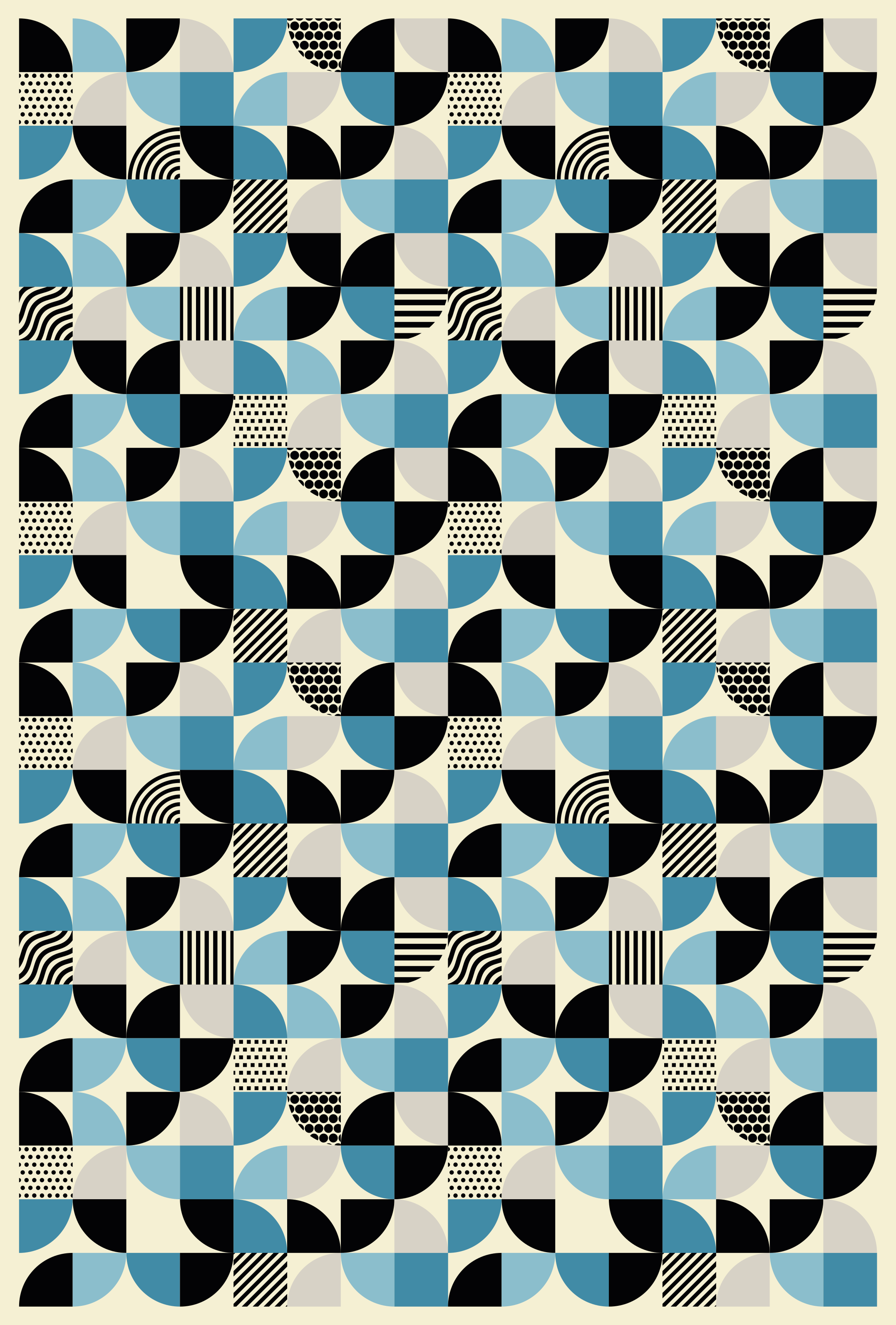 Kitchen vinyl mat with retro blue bauhaus design - TenStickers