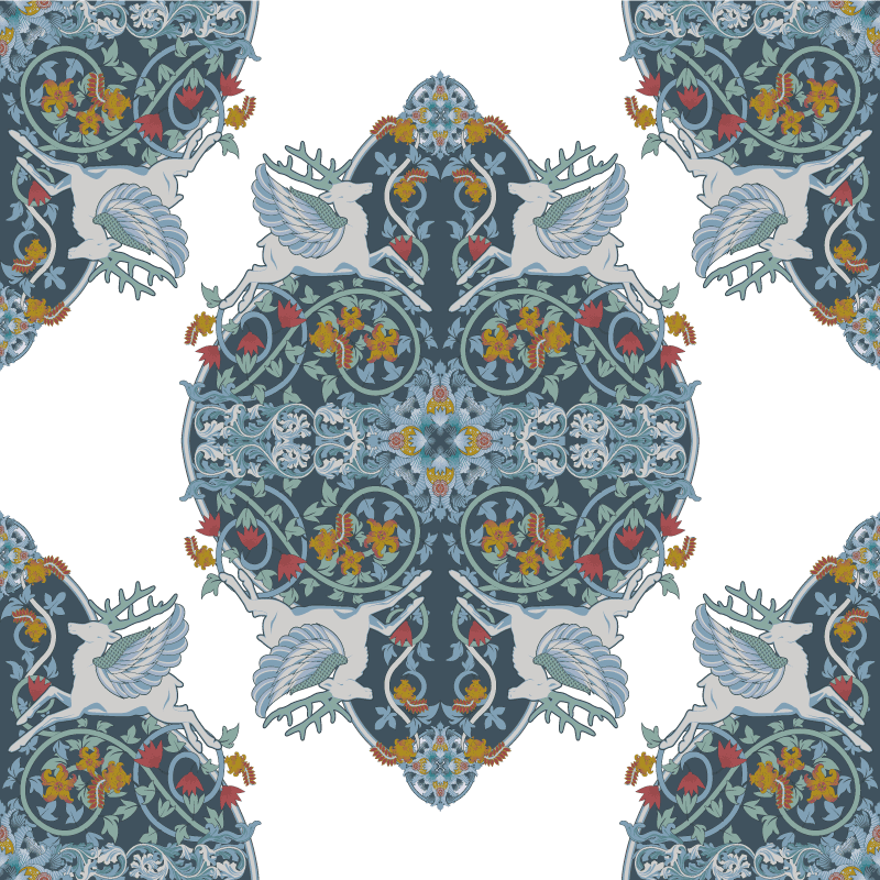 Kitchen vinyl mat floral vintage tile design - TenStickers
