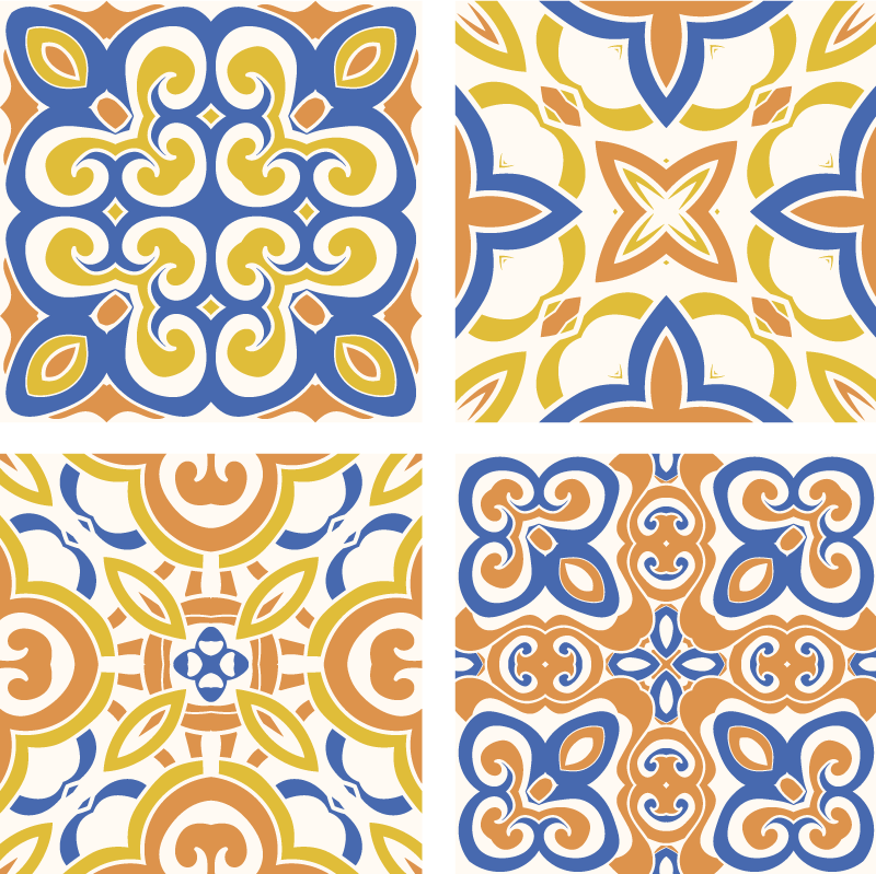 Kitchen vinyl mat sicilian tile design - TenStickers