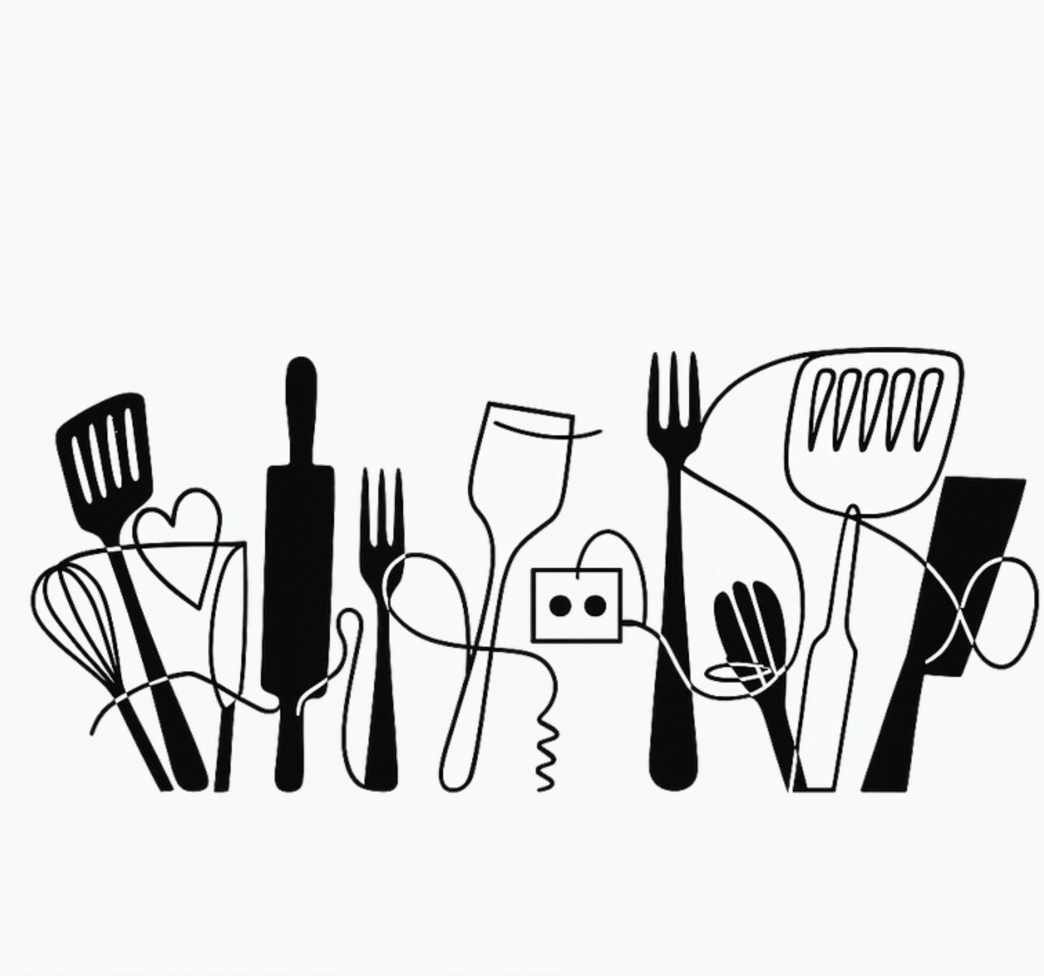 Kitchen vinyl mat for organized kitchen utensils - TenStickers