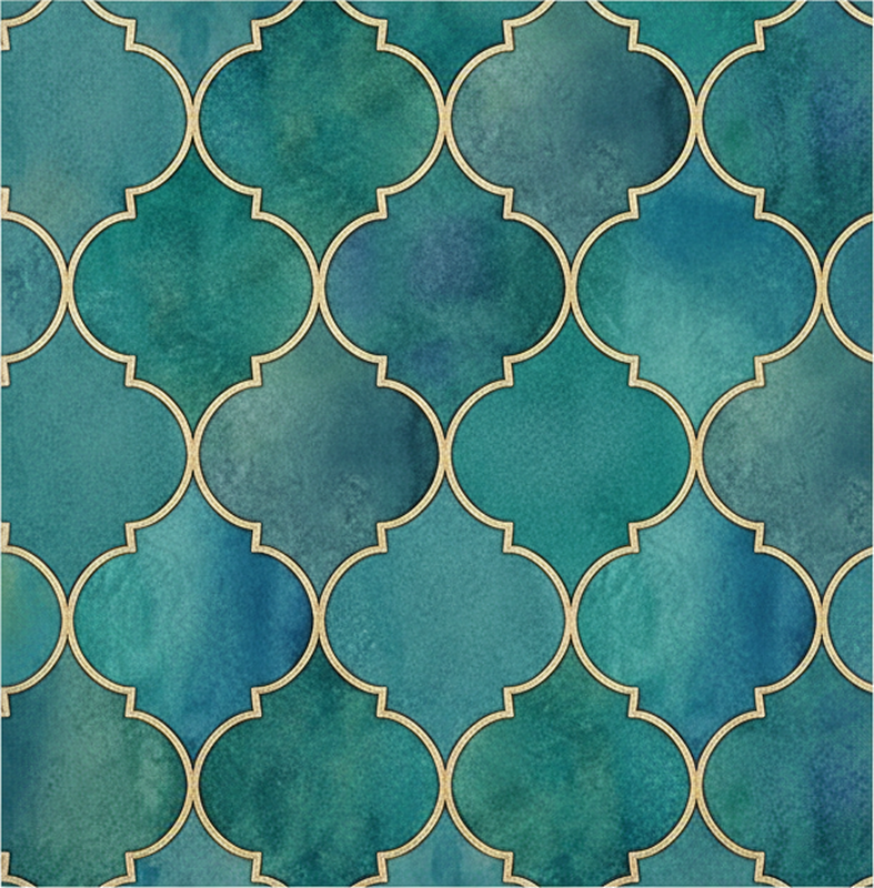 Kitchen vinyl mat in jade green with gold accent - TenStickers