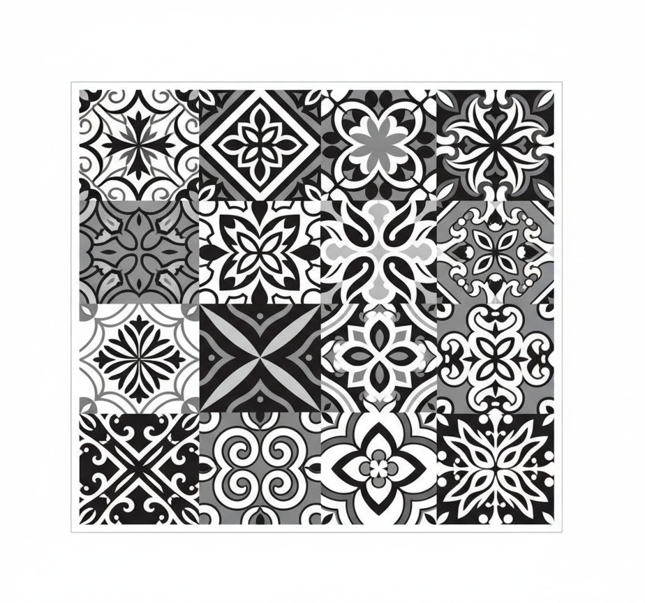 Kitchen vinyl mat in bold black geometric design - TenStickers