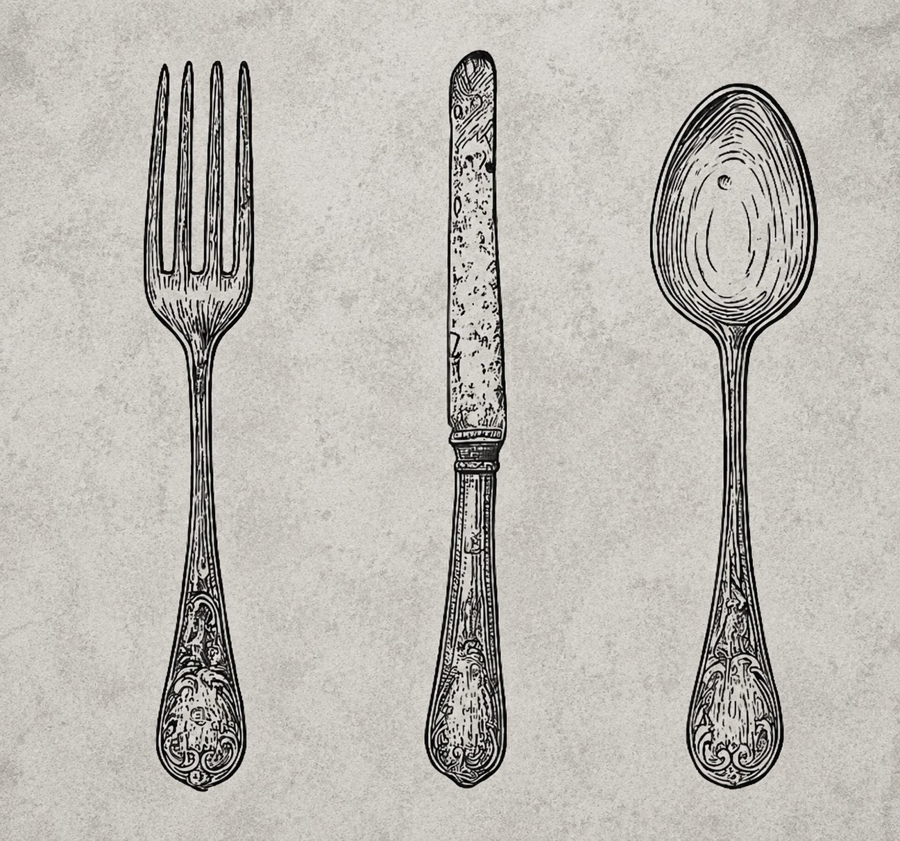 Kitchen vinyl mat in grey cutlery design - TenStickers