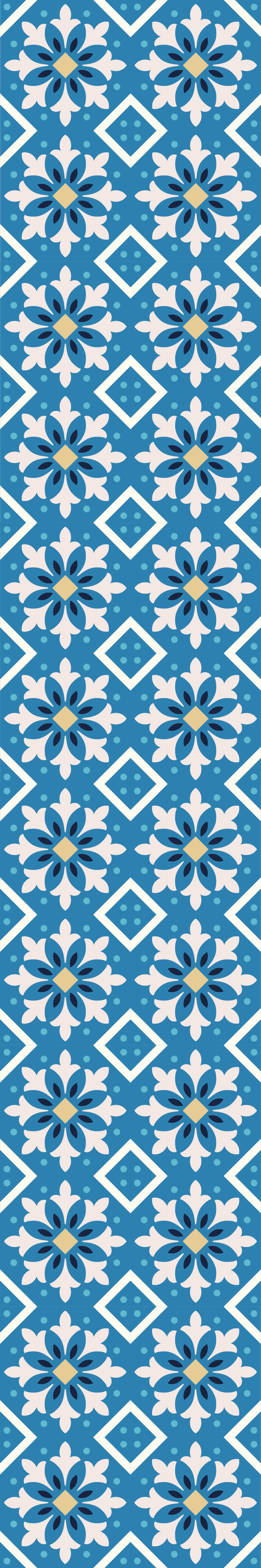 Kitchen vinyl mat in baby blue portuguese tile - TenStickers
