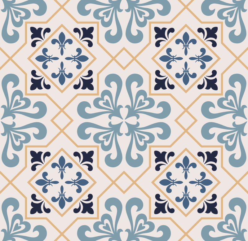 Kitchen vinyl mat with yellow portuguese tile design - TenStickers