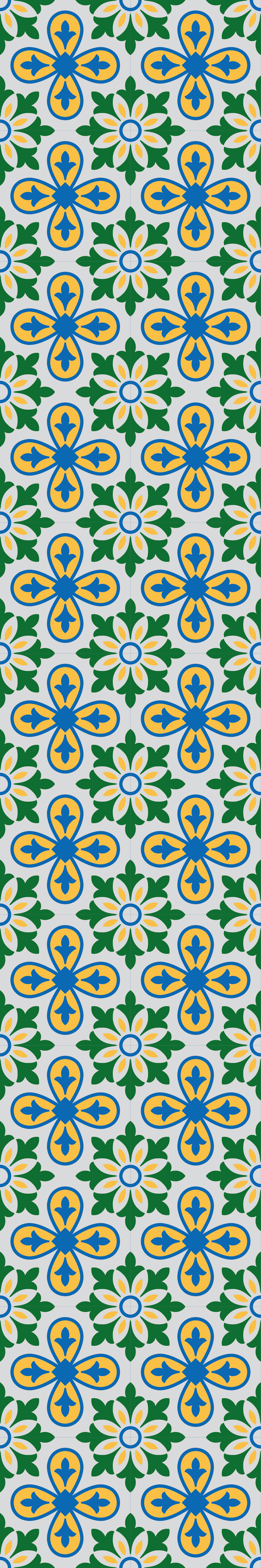 Kitchen vinyl mat in yellow and blue portuguese tile - TenStickers