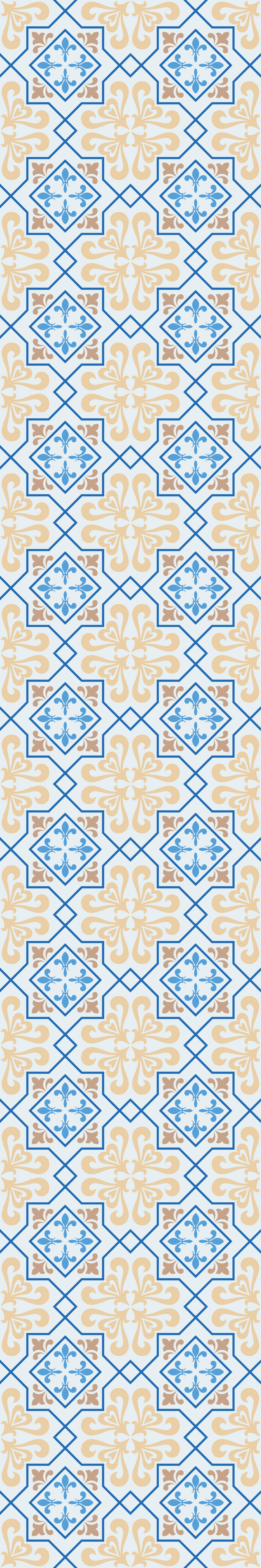 Kitchen vinyl mat with blue lines portuguese tile pattern - TenStickers