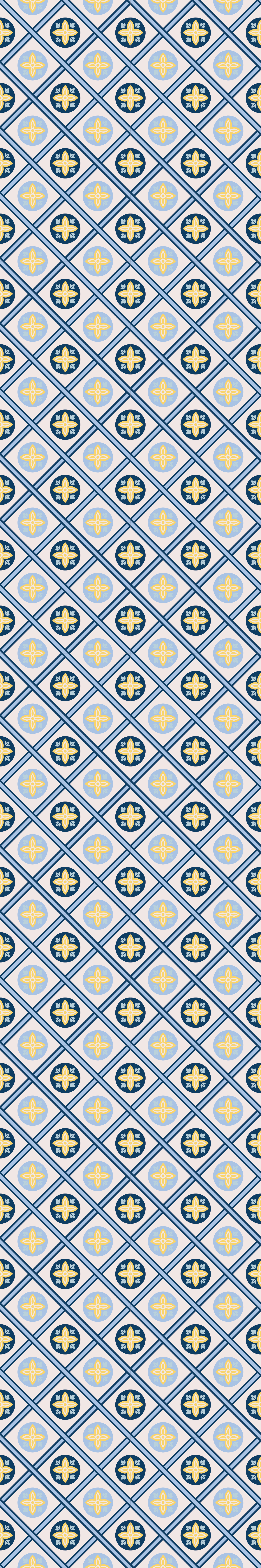 Kitchen vinyl mat in baby blue and yellow tile - TenStickers