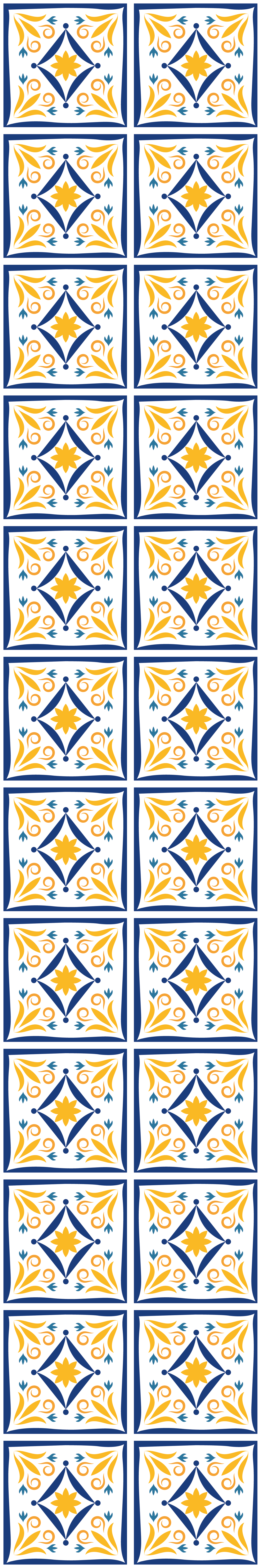 Kitchen vinyl mat in blue and yellow portuguese tile - TenStickers