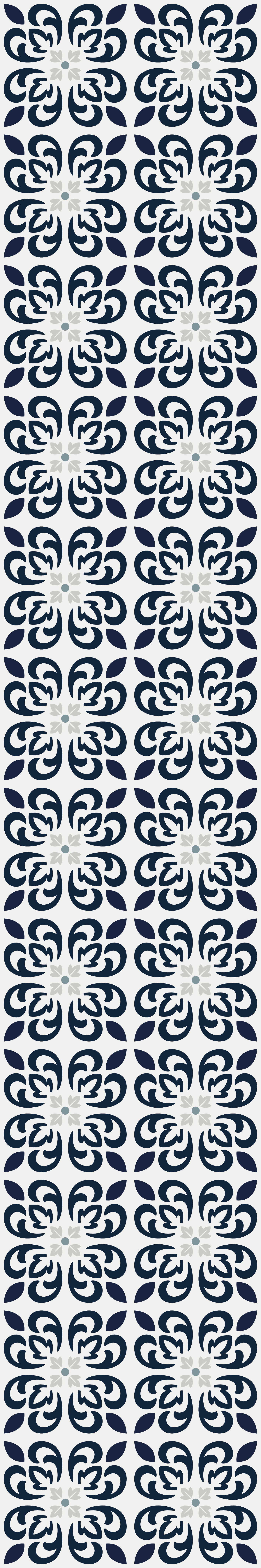 Kitchen vinyl mat in dark blue clover tile - TenStickers