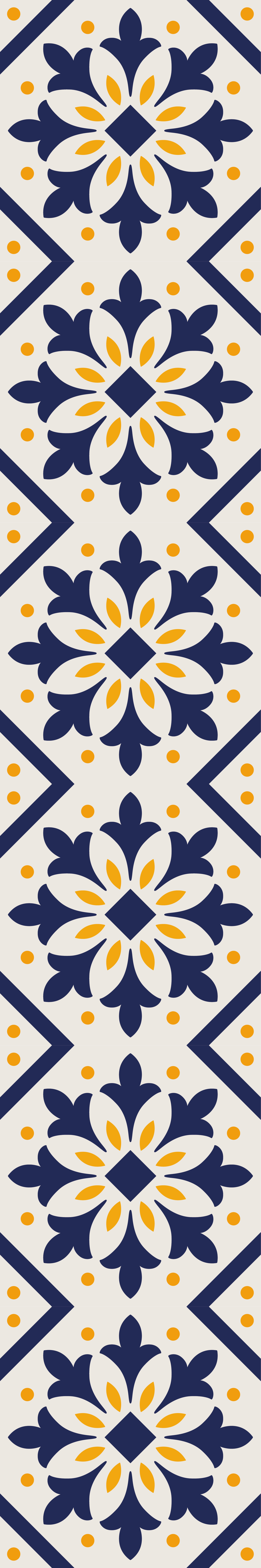 Blue with vibrant yellow portuguese tile kitchen vinyl mat - TenStickers