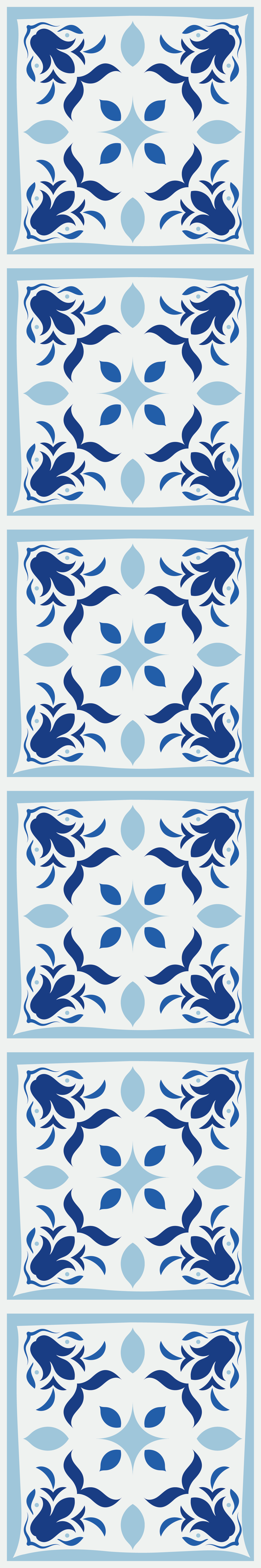 Kitchen vinyl mat with typical portuguese tile flowers - TenStickers