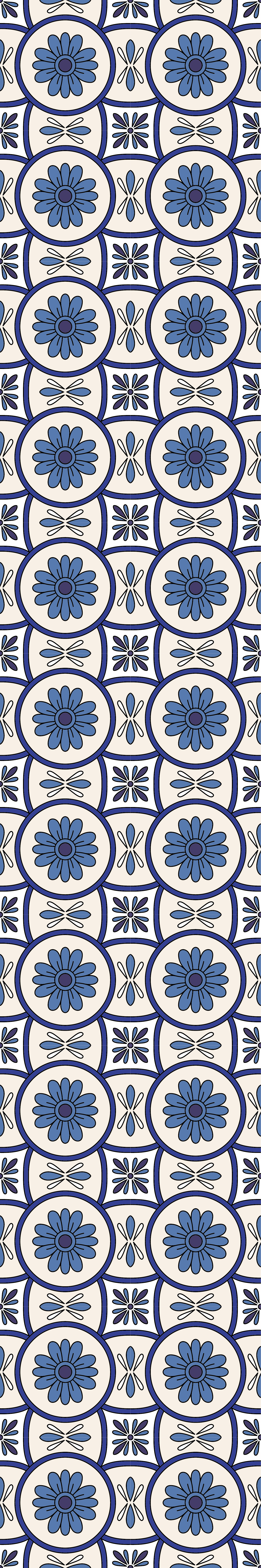 Kitchen vinyl mat with blue flower portuguese tile - TenStickers
