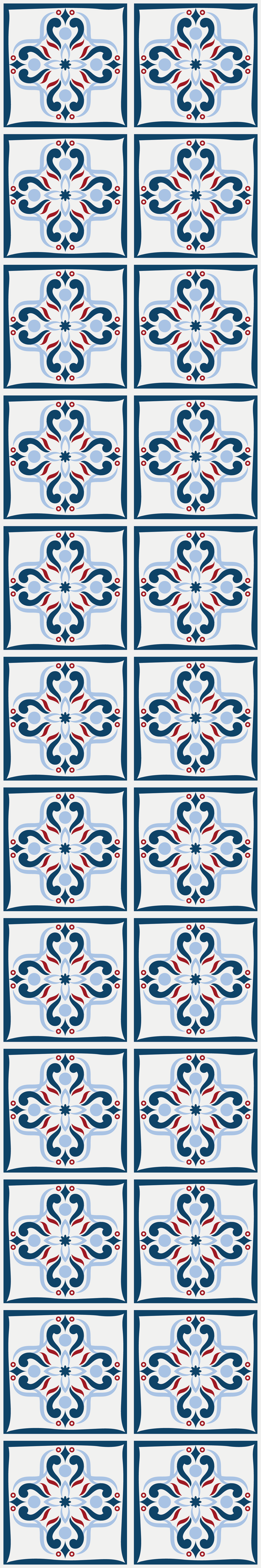 Kitchen vinyl mat in blue and red portuguese tile - TenStickers