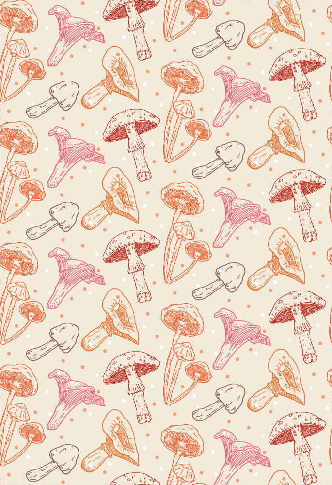 Kitchen vinyl mat set of watercolor mushrooms - TenStickers