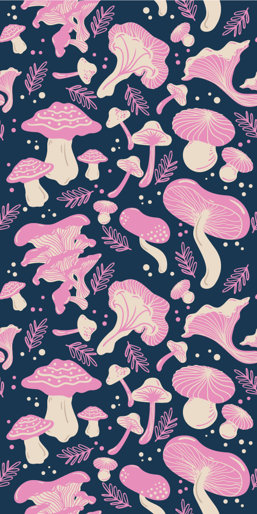Kitchen vinyl mat with pink mushroom pattern - TenStickers