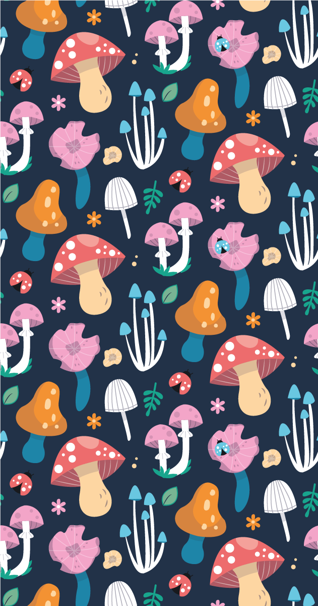Kitchen vinyl mat with mushroom and ladybugs pattern - TenStickers