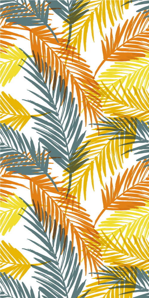 Kitchen vinyl mat hand-drawn tropical palm leaves - TenStickers