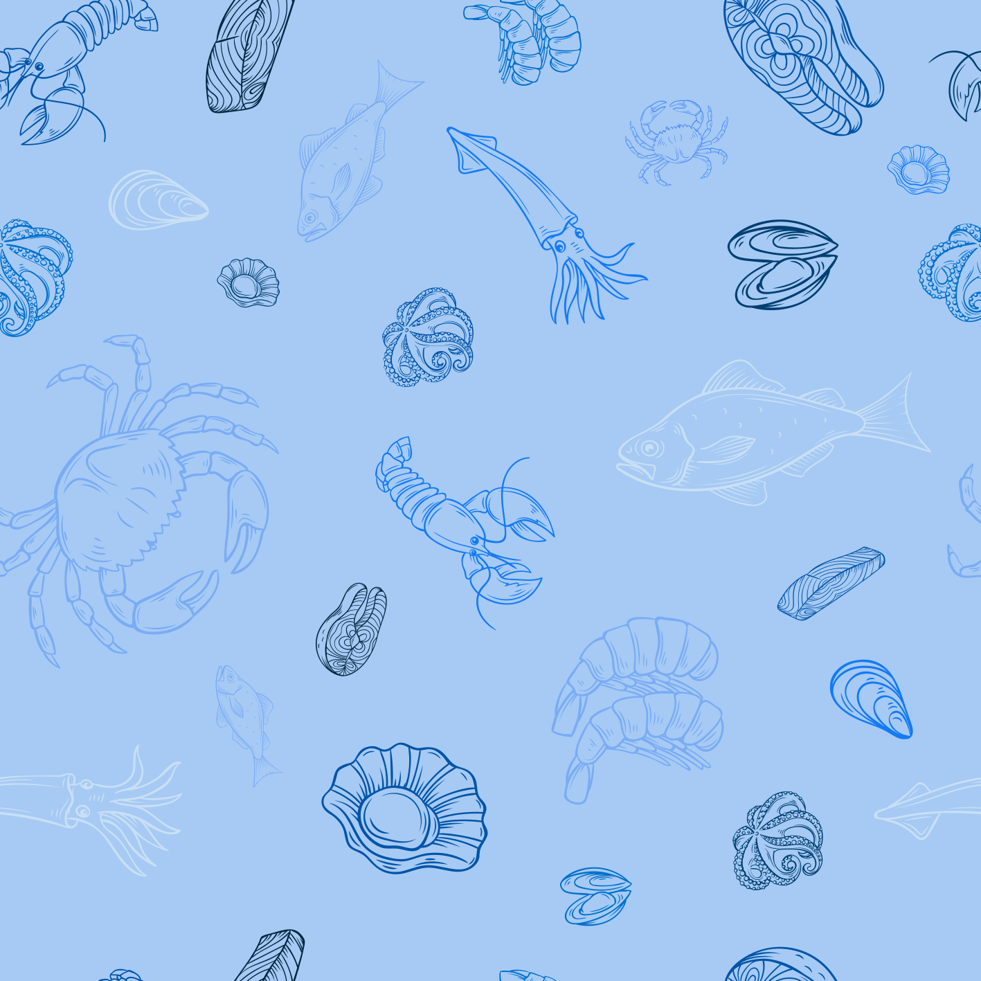 Kitchen vinyl mat with seafood design - TenStickers