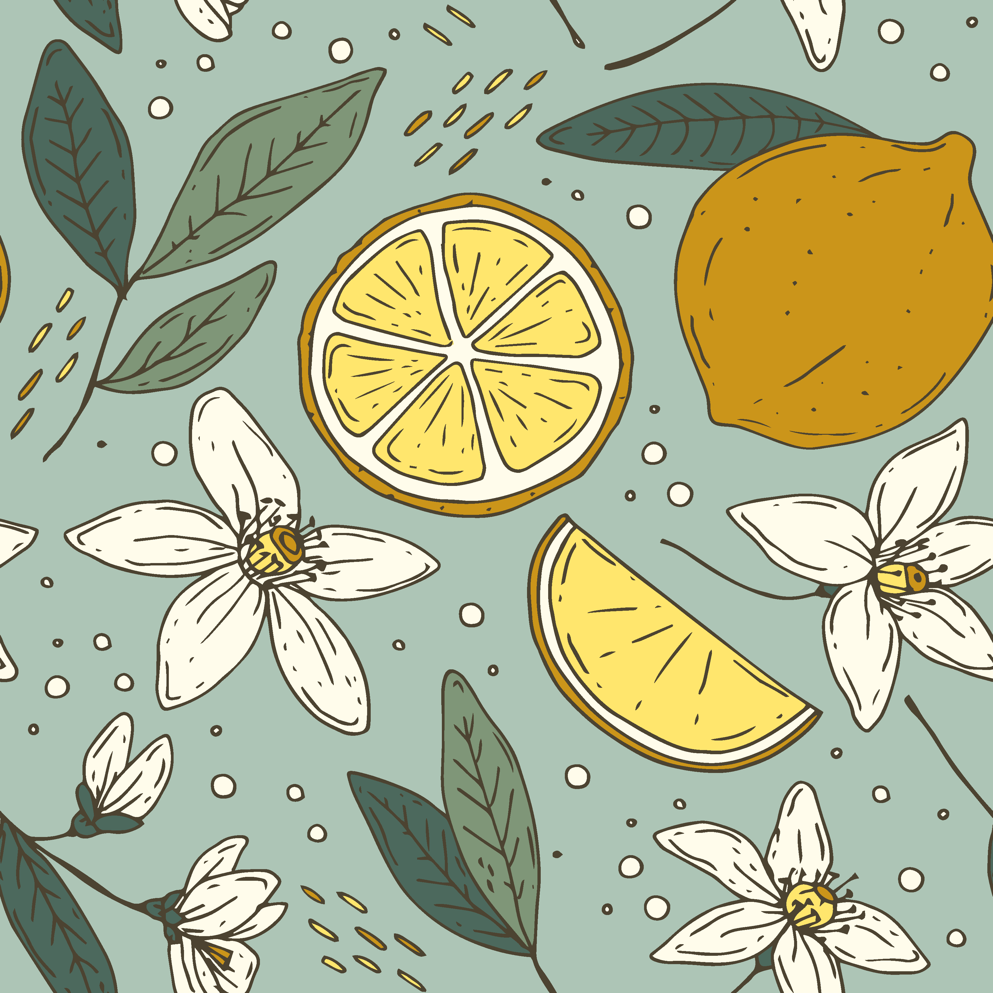 Colorful lemon pattern kitchen vinyl mat - TenStickers