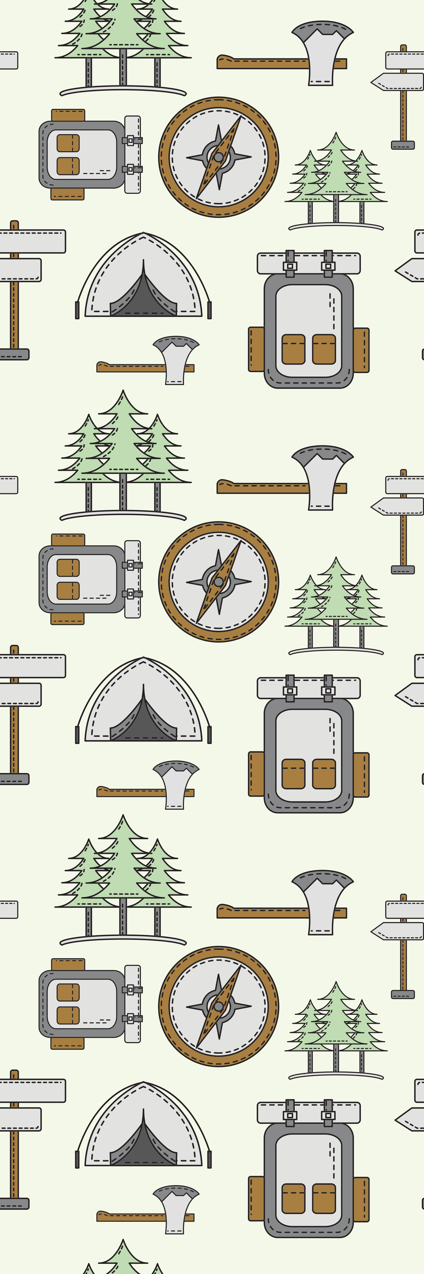 Bedroom carpet camping bag bowl hatchet compass - TenStickers