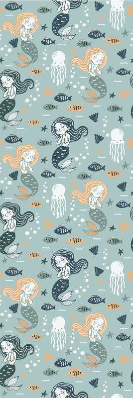 Bedroom carpet in blue magic mermaid pattern - TenStickers