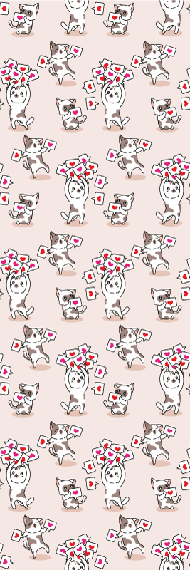Bedroom carpet with cats and heart icons pattern - TenStickers