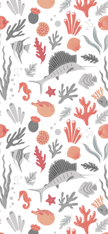 Bedroom carpet featuring marine life illustration - TenStickers
