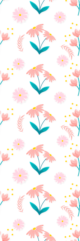 Bedroom carpet with minimalistic pastel flowers and dots - TenStickers