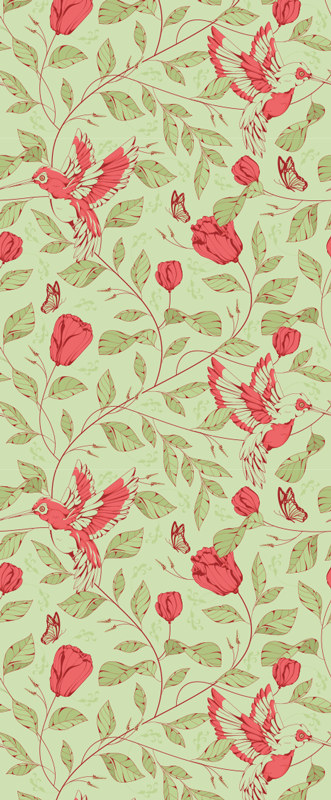 Bedroom carpet with red tulips on green background - TenStickers