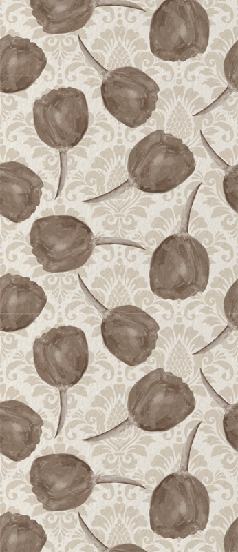 Bedroom carpet with gray tulips and acanthus scrolls - TenStickers