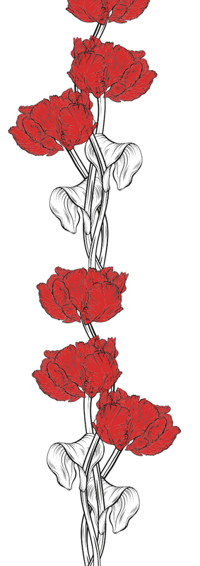 Bedroom carpet with red vertical tulips pattern - TenStickers