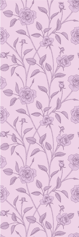 Bedroom carpet purple vintage rose oil painting - TenStickers