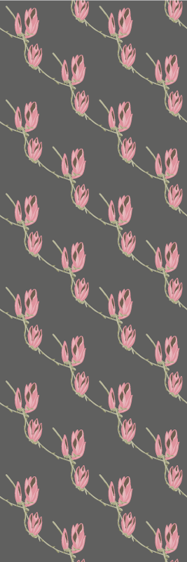 Bedroom carpet with small magnolia flowers on grey - TenStickers