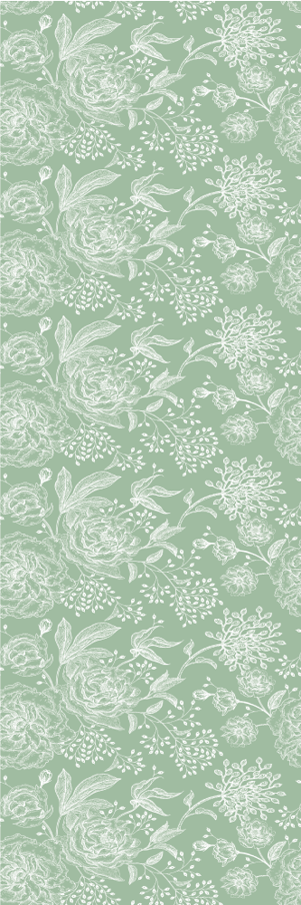 Green floral grandmillenial style bedroom carpet - TenStickers