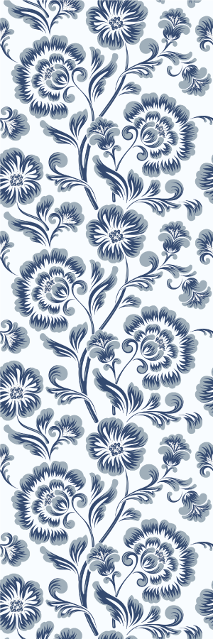 Bedroom carpet with blue floral grandmillenial pattern - TenStickers