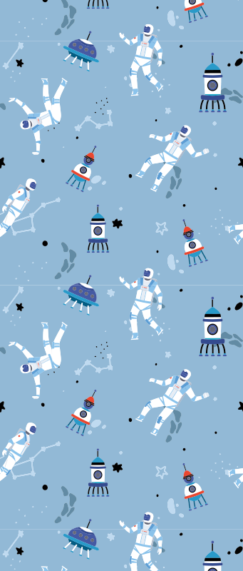 Bedroom carpet with astronauts and spaceships design - TenStickers