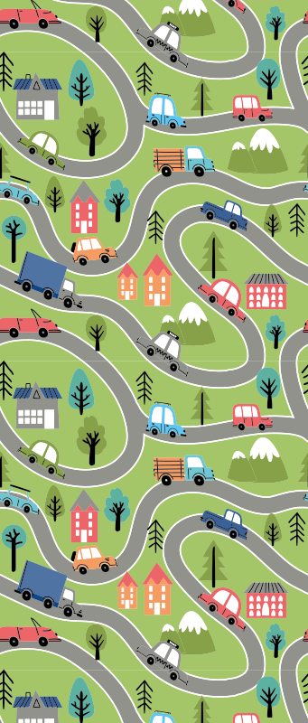 Bedroom carpet colorful street with racing cars - TenStickers