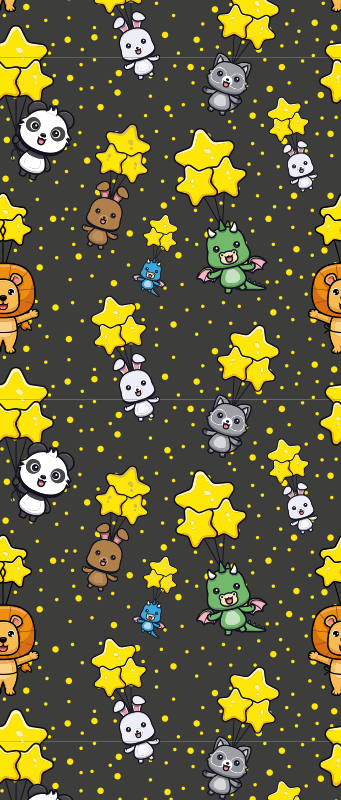 Bedroom carpet with cute animals on balloons - TenStickers