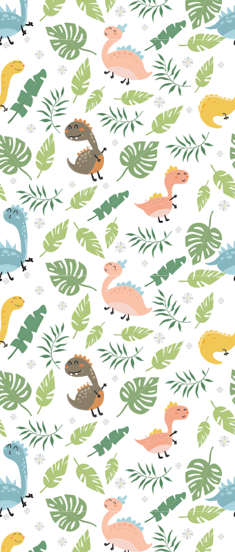 Pastel color forest with dinosaurs pattern bedroom carpet - TenStickers