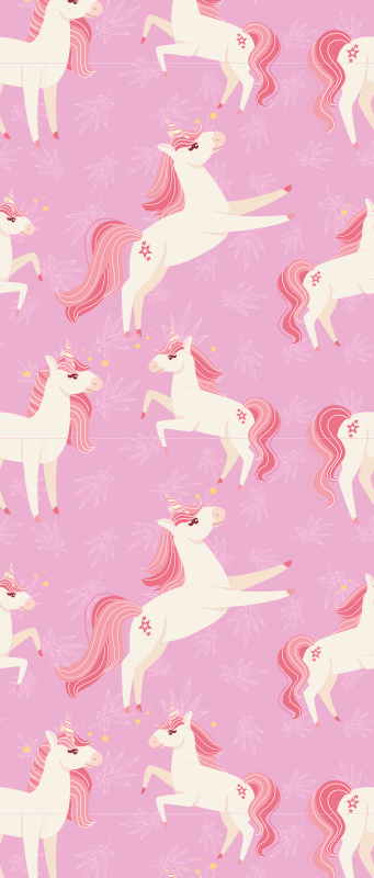 Pastel unicorns with plants and flowers bedroom carpet - TenStickers