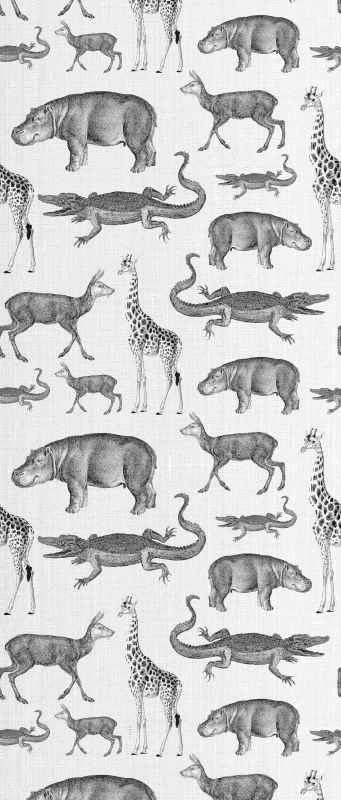 Bedroom carpet with safari animals and trees border - TenStickers